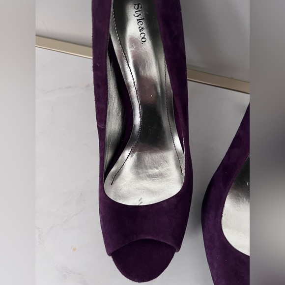NWT | Style & Co. | Purple  Faux Suede Peep Toe Heels | Size 8.5 - Picture 5 of 6
